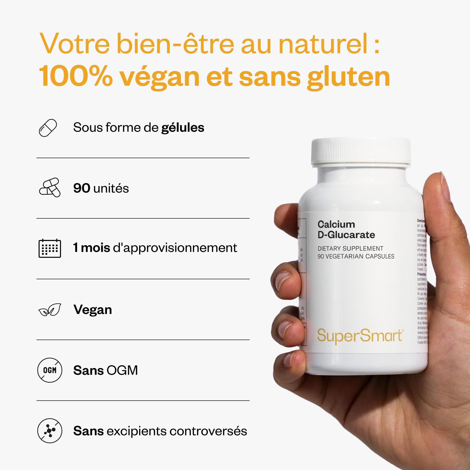 Calcium D-Glucarate - Détoxifiant Naturel - Favorise la Santé du Foie - Sel Calcique d’Acide D Glucarique - Contribue à Optimiser la Glucuronidation - Vegan - Supersmart