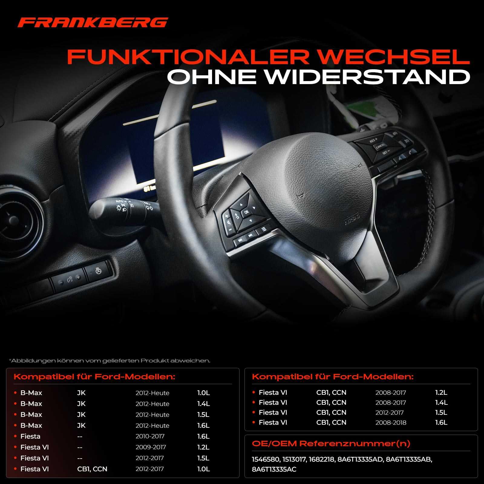 Frankberg Lenkstockschalter Kompatibel mit B-Max JK 1.0L-1.6L 2012-2024 Fiesta 1.6L 2010-2024 Tourneo Courier B460 MPV 1.0L 1.6L 2014-2024