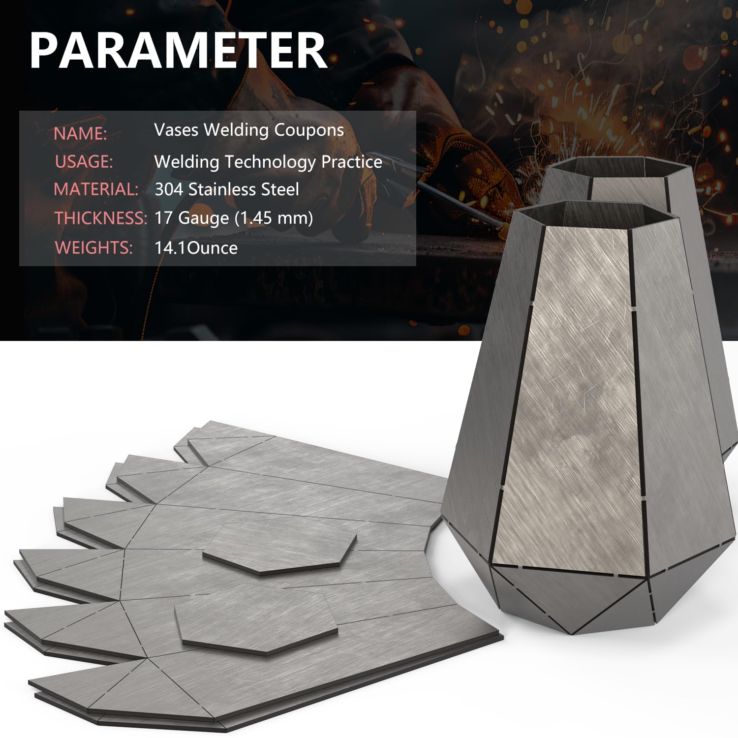Pen Holder Welding Coupons - 17 Gauge Stainless Steel, 2-Piece Set For Practice & DIY - View #5