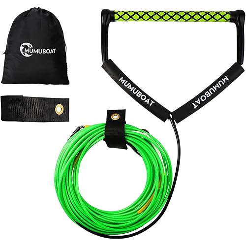 Dyneema Wakeboard Rope 75ft, No Stretch Wakeboard Rope and Handle Water Ski Rope for Watersports, 4 Sections Floating Wakeboard Tow Rope for Kneeboarding and Wakesurfing