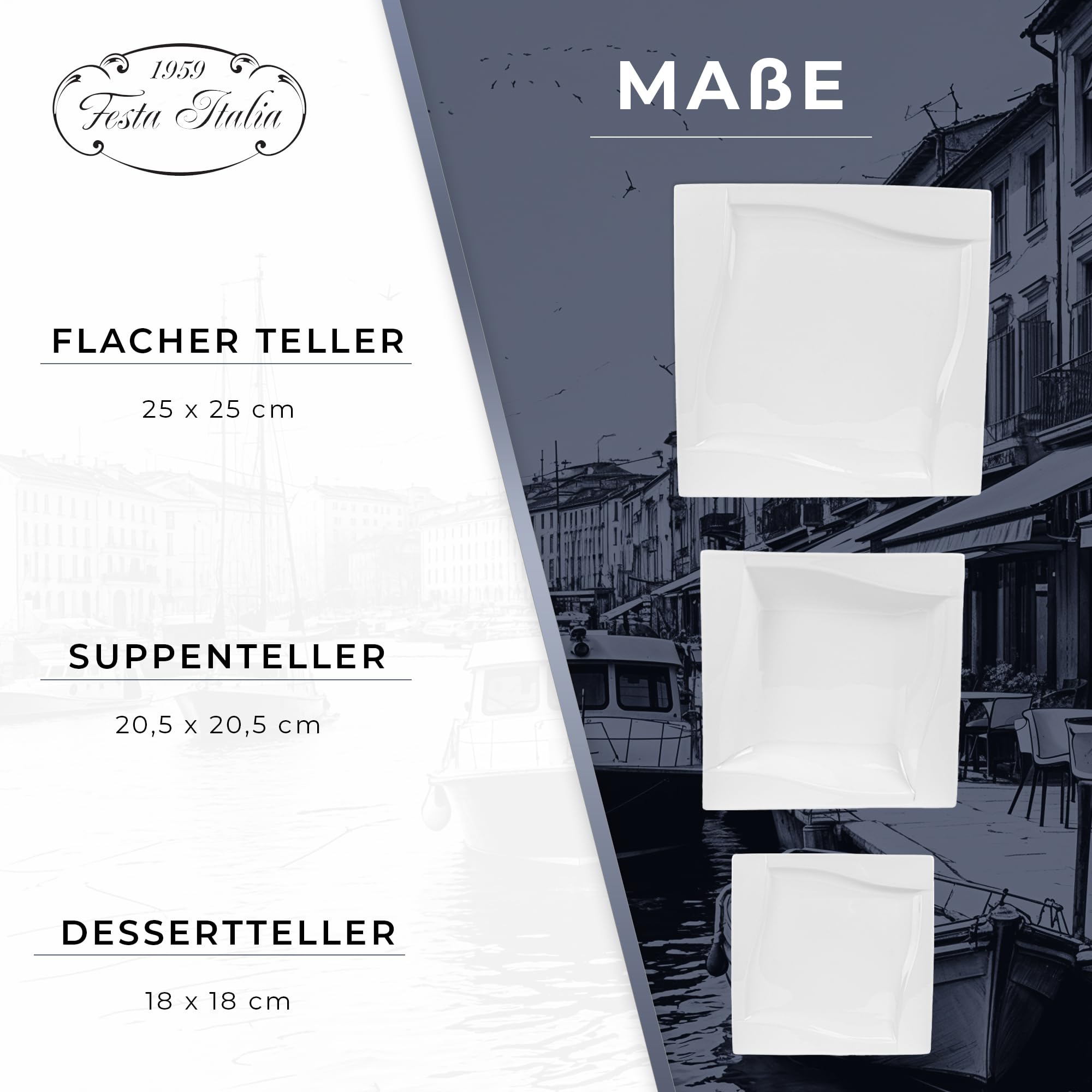 Geschirrset 6 Personen - 18 Teilig - Tellerset aus Porzellan - Weiß Essgeschirr Set - Schüssel- und Tellerset - Modern Tafelservice - Teller - Essservice - Geschirr Set 6 Person