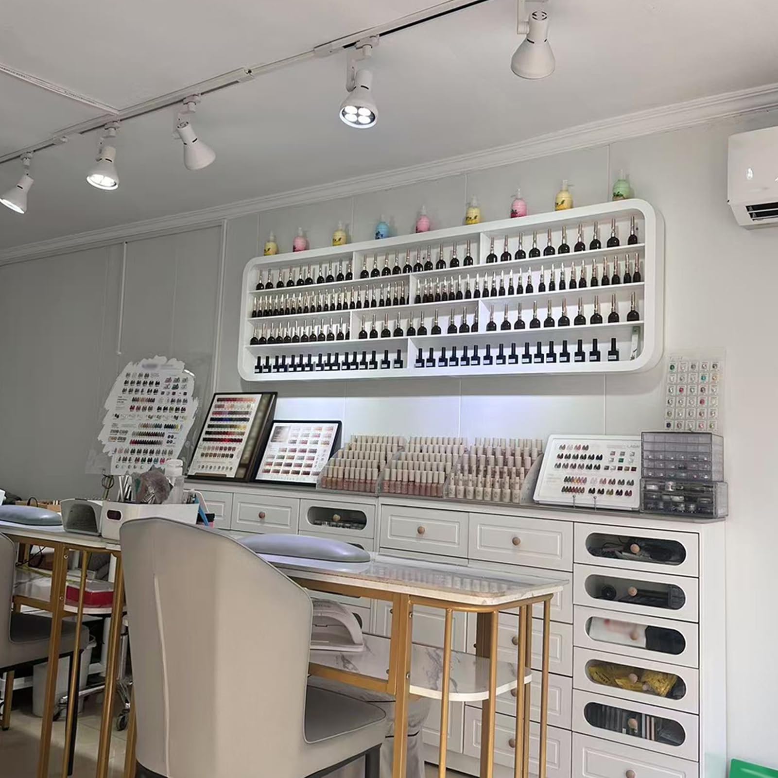 Soporte de Pared Blanco para esmaltes de uñas, Soporte Colgante Multifuncional para perfumes, Estante Multifuncional para Botellas de aceites Esenciales Recle, 1,0 Metro / 39,4 Pulgadas