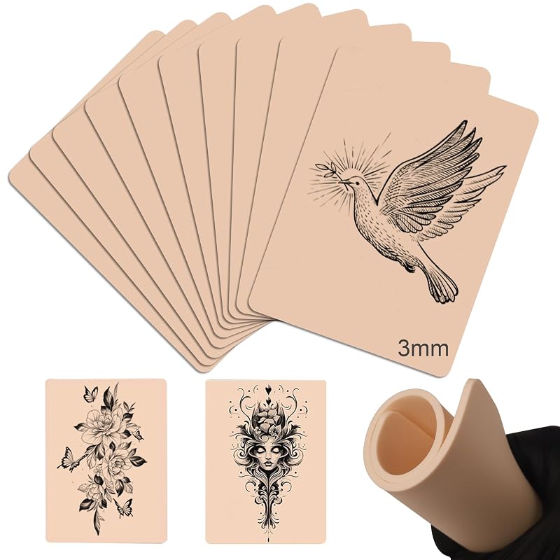 Anghie Pele Sintética para Prática de Tatuagem, Dupla Face, 3 mm, 10 unidades
