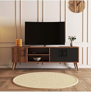Mezza 1580 Exxen 150 Cm (Wooden Foot) TV Unit Line-Anthracite