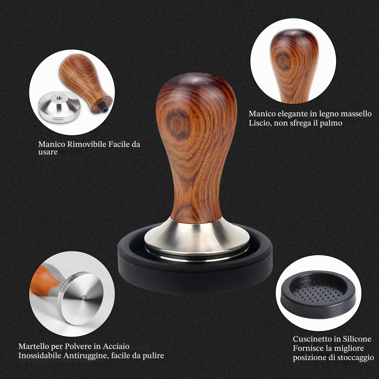 Tamper Caffè 51mm e Tamper Pressino per Caffè - Brocca Latte 350ml, Penna Latte e Stencil Decorativi per Espresso