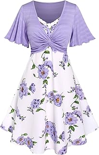 Rosegal Plus Size Women Cottagecore 2PC Floral Sundress Set