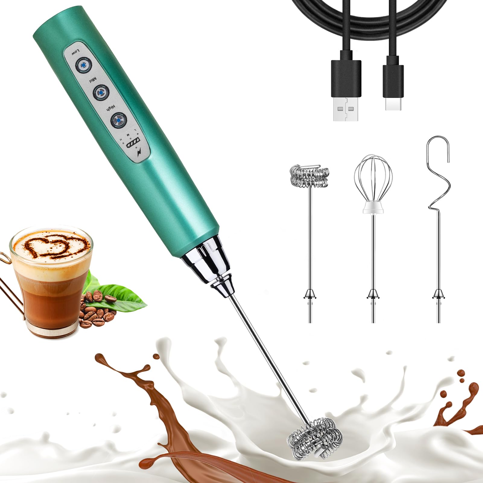 Black Milk Frother Wand - Electric Coffee Frother -10