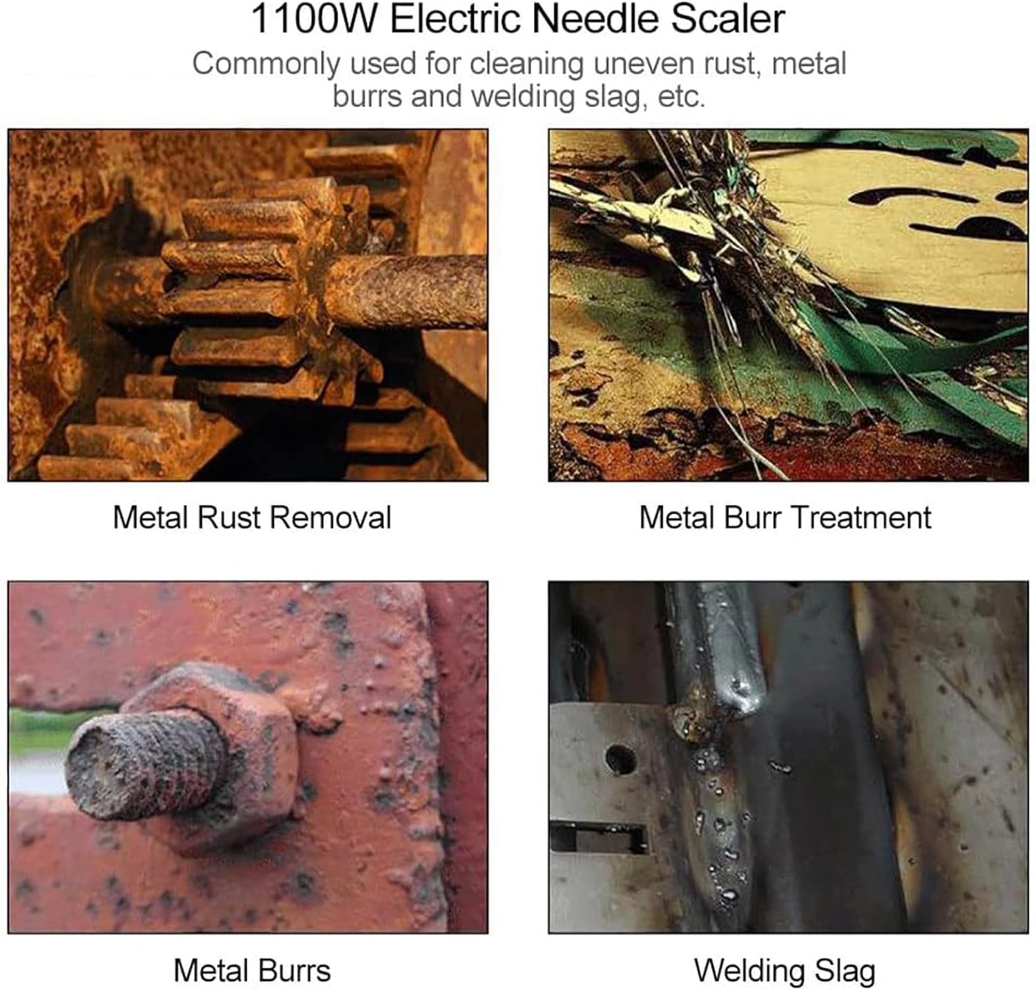 1100W Needle Derusting Rust Machine,Hand-Held Electric Needle Scaler for Remove Coatings, Rust, Weld Spatter and Other Deposited Materials,220V