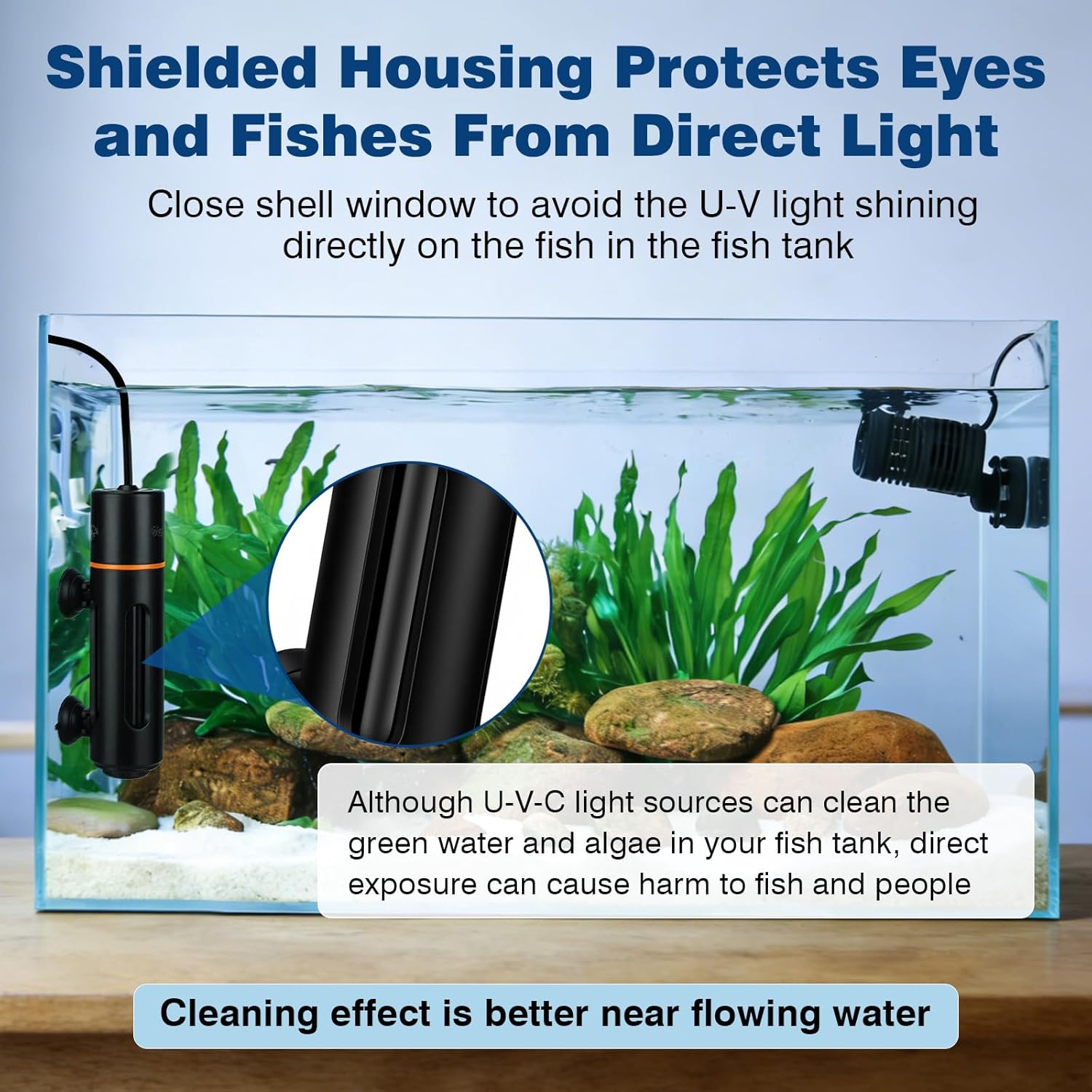 hygger 11W Aquarium U-V Light with Timer, 360° Protective Shield Clean Lamp for Green Water & Algae, Amphibian Small U-V Light for 60-180 Gal Freshwater & Saltwater Fish Tanks