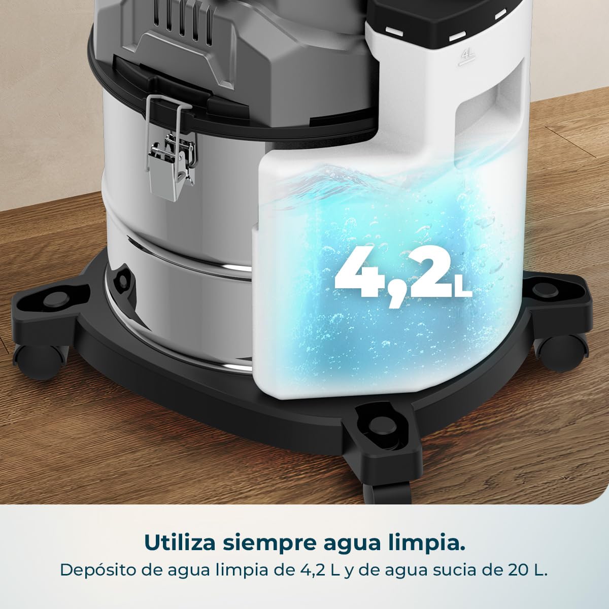 Cecotec Aspirador Sólidos, Líquidos, Tapicerías y Alfombras con Cable Conga CarpetClean 20000 Pro Ultra. 1600W, 21kPa de Potencia, Función 2 en 1, Capacidad 20L, Kit Accesorios, Radio de Acción 7m