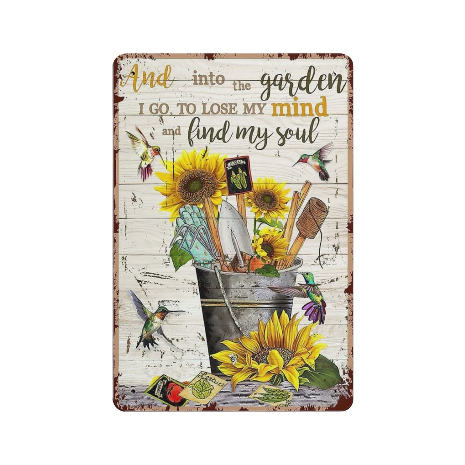 AOOEDM Hummingbird Sunflower Vintage Metal Sign for Home Shop Coffee Garage Man Cave Signs Wall Plaque Kitchen Bar Sign Wall Decor Poster