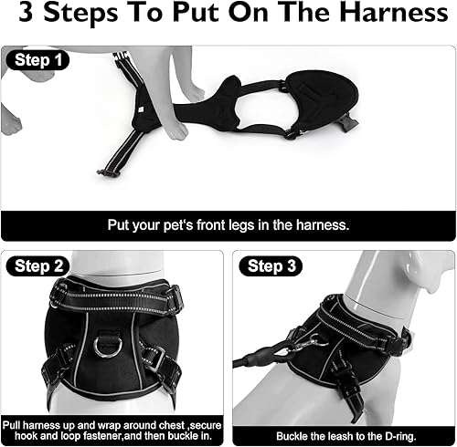 Miniatura 4 de LeonardCreek Arnés para perros grandes para caminar al aire libre, chaleco para mascotas, accesorio de correa, fácil control con asa, suave, evita