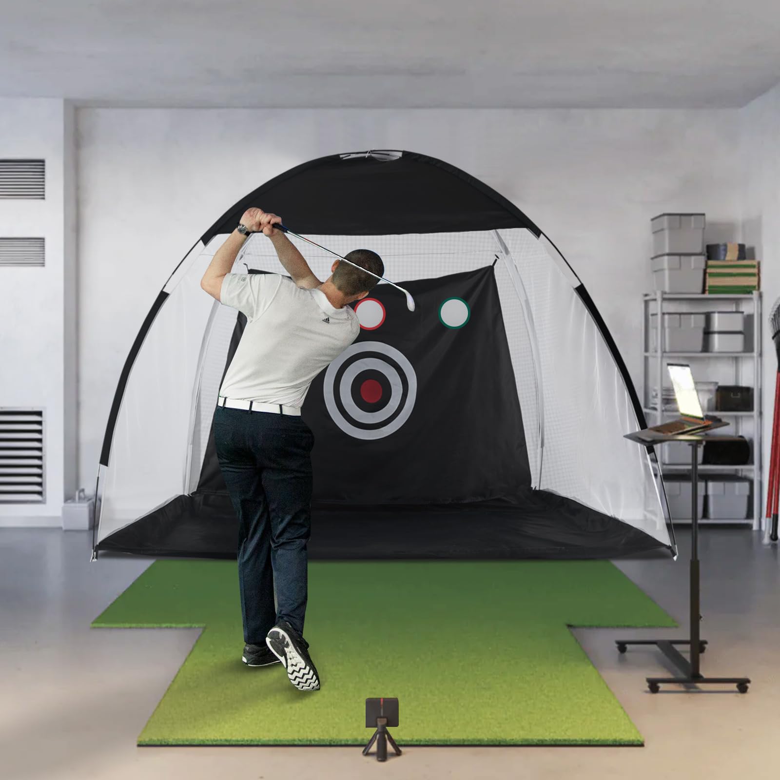 TUKAILAi 10x7ft Golf-Schlagnetz, Faltbares Golf Portable Golfnetz for Garten Indoor Outdoor, Golf-Übungs-Schlagnetze für Hinterhof für drinnen/draußen/Hinterhof, All-in-1 Golf Übungsnetz