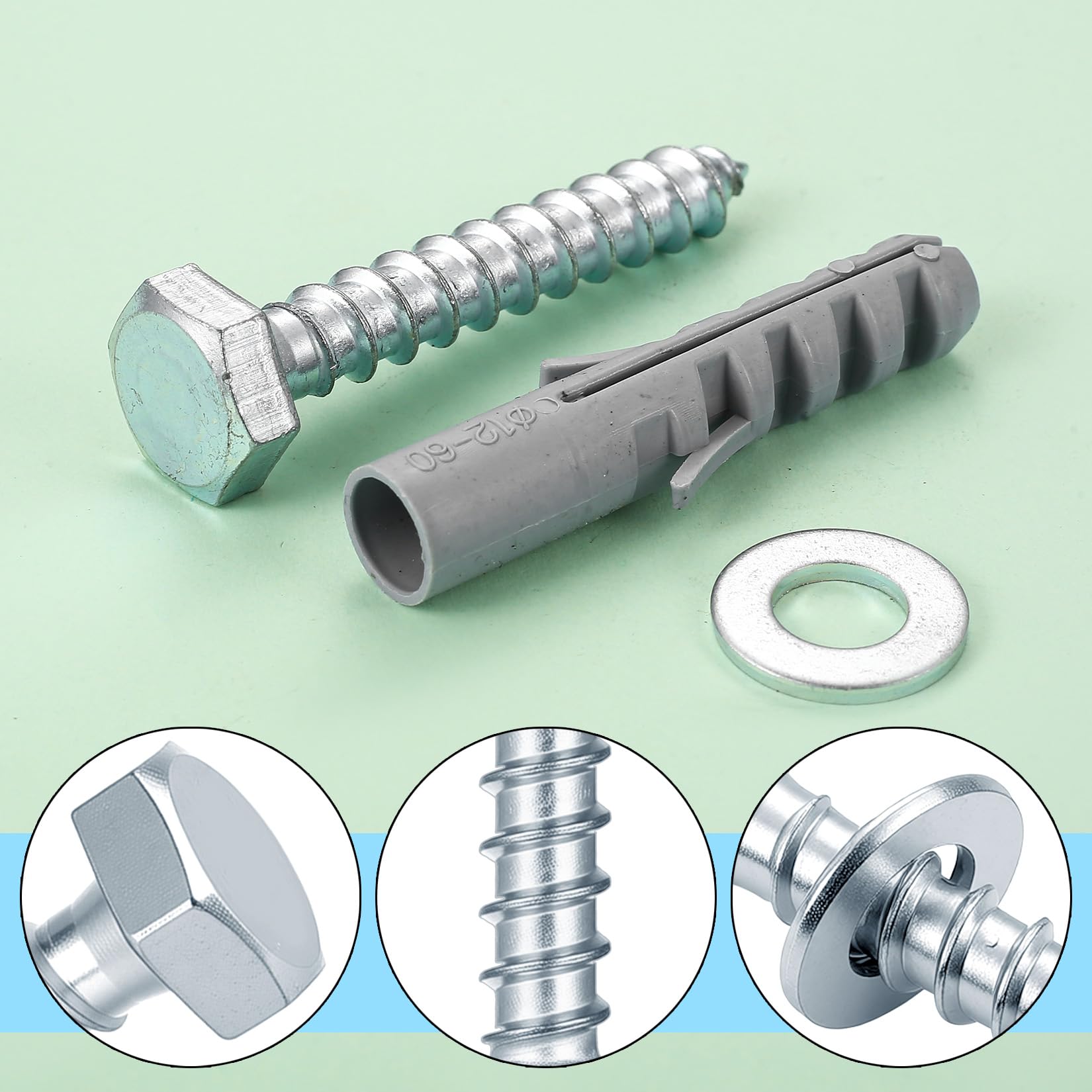 18 Sets M10 X 50 Mm Heavy Duty Pluggen En M8 X 60 Mm Zeskantschroeven - Beton Pluggen Set Voor TV Beugel En Zware Bevestiging