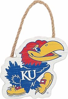 University of Kansas Shaped Hanging Wood Wall Decor - Small KU Jayhawk Decoration - Great Gift Idea