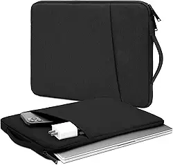 MONWO Capa Case para Notebook Aveludada com Alça e Bolso Externo com Zíper, À Prova d'água, À Prova de Choque (Preto, 15-15,6Pol)