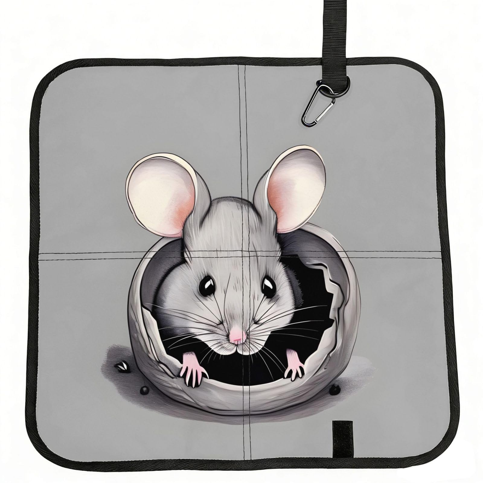 WBQLSL Grey rat Foldable Seat Cushion - Portable Stadium Pad with Carabiner for Camping Hiking Picnic Beach