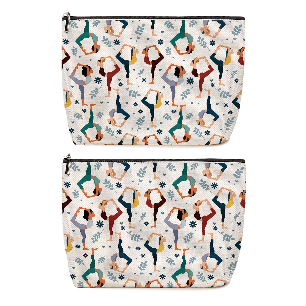 Lovdazzles 2pcs Yoga Gifts for Women Makeup Bag Yoga Accessories for Women Cosmetic Bag, Instructor Teacher Toiletry Accessories Organizer Pilates