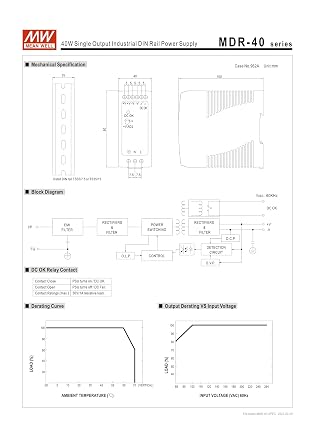 Mean Well MDR-40-24 40.8W Single Output Industrial DIN Rail Power Supply MDR-40 24V 1.7A