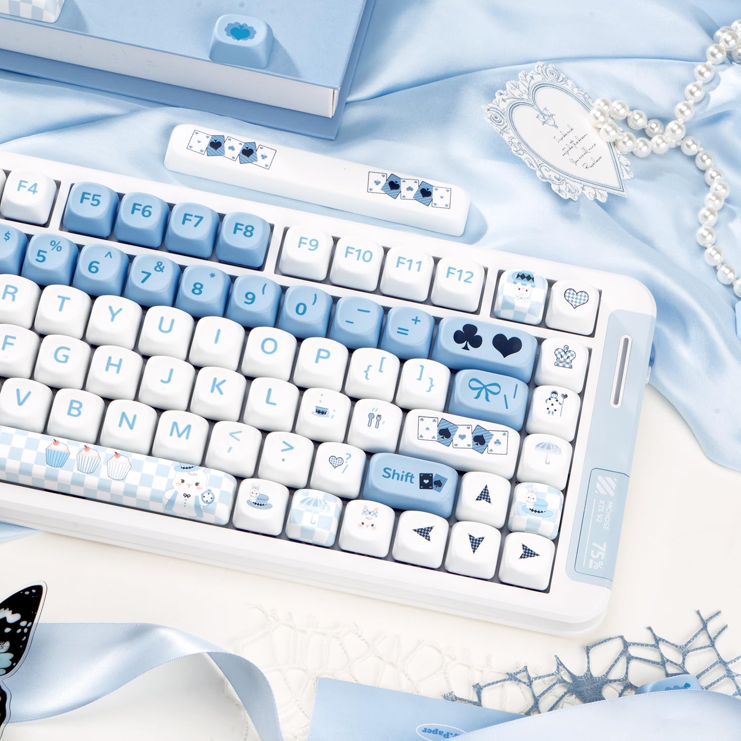 144 PBT-Tastenkappen Set Mit Niedlichem Hasen-Muster – MOA-Profil, Farbstoff-Sublimation, Für Cherry MX, Gateron, Kailh Switches