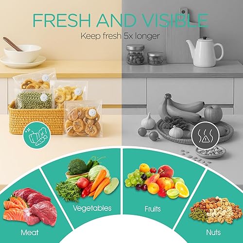 Miniatura 4 de VOYOR Sellador al vacío de mano para conservación y almacenamiento de alimentos, sellador al vacío portátil para alimentos con 5 bolsas de vacío