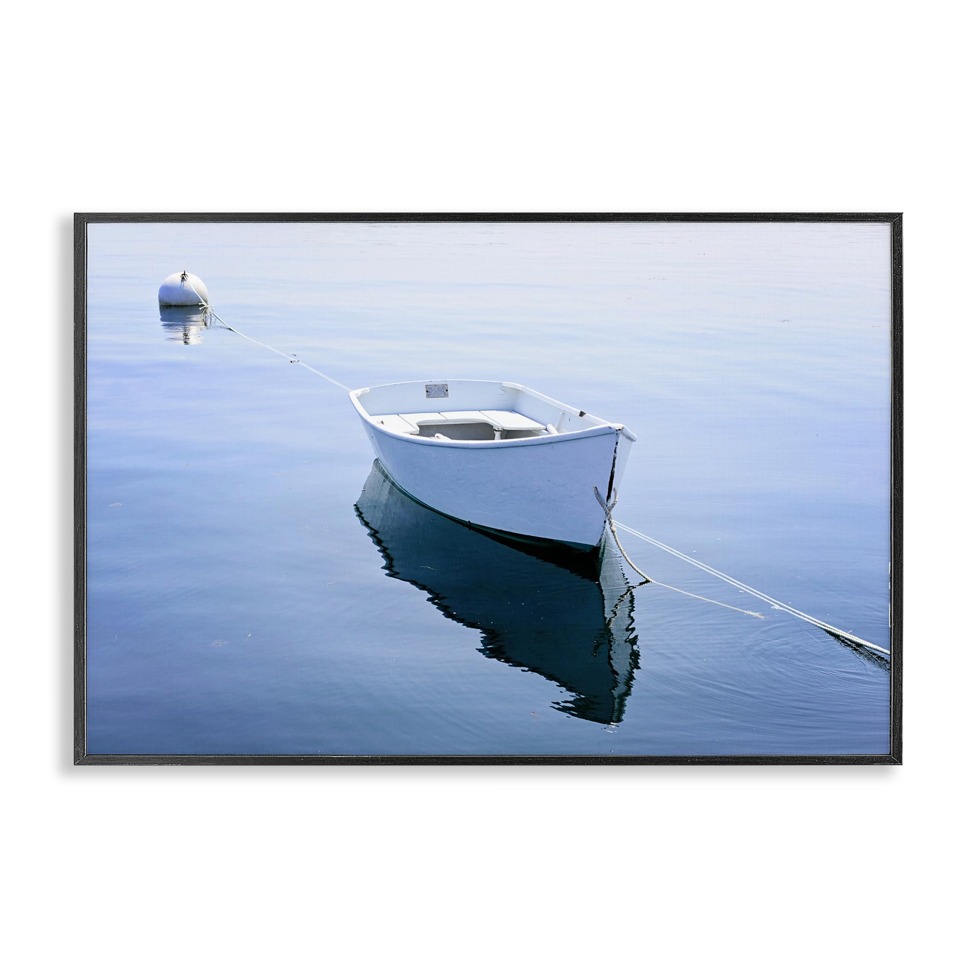 Stupell Industries Midnight Black (Textured) 'Boat Tied To Dock', Framed Giclee Art, Black, 24 X 16 Inches, Easy To Hang And Sturdy, Made In Usa, By Jlm Photographs