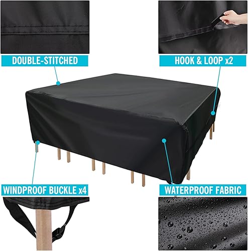 Miniatura 50 de Velway Funda para muebles de patio al aire libre, impermeable, rectangular, para mesa de patio, sofá, 78 pulgadas de largo x 63 pulgadas de ancho x