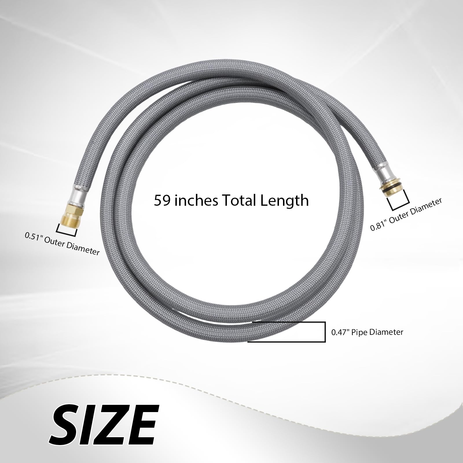 Kitchen Faucet Hose Replacement – 59 Inch, 3 Adapters (1/2, 3/8, 9/16) For Grohe Bridge, K7, K4, Ladylux Cafe Pull-Out Faucets, With Counterweight