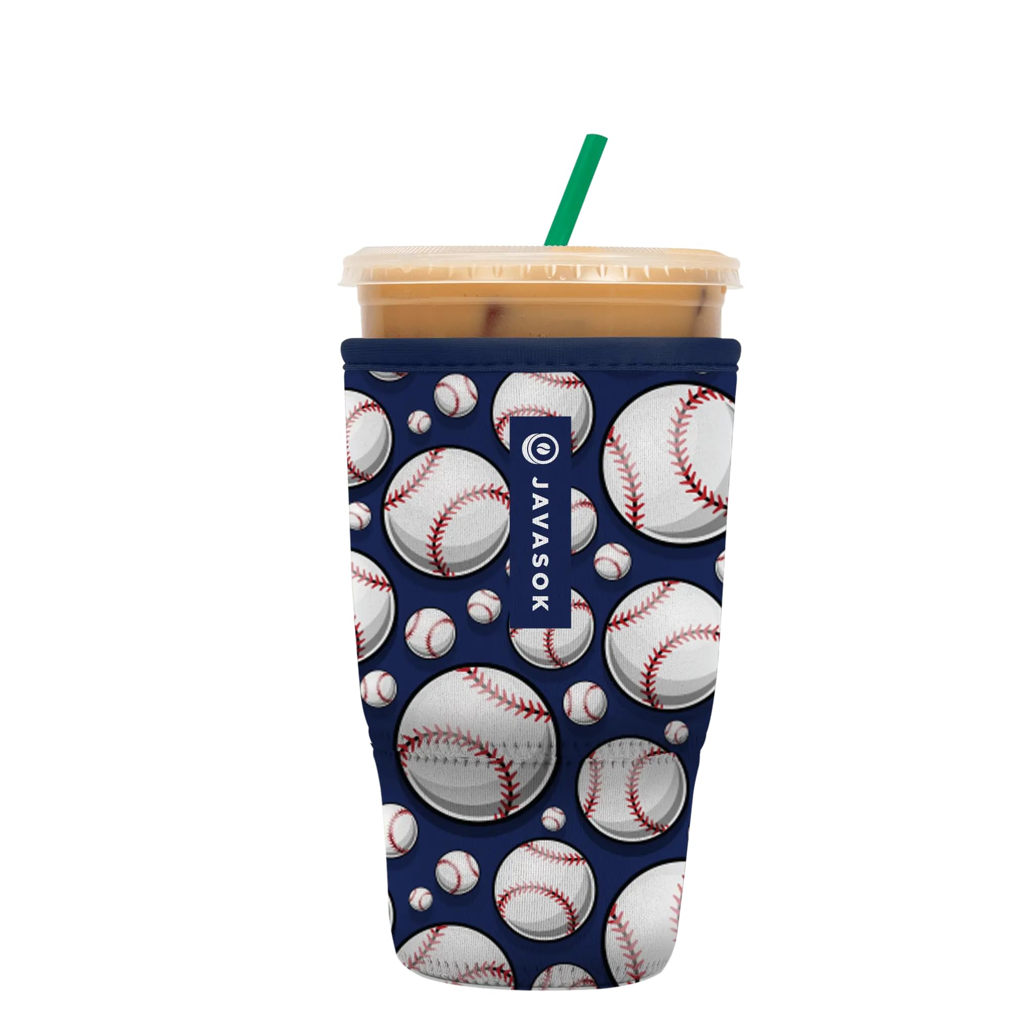 Sok It JavaSok Iced Coffee &amp; Cold Soda Insulated Neoprene Cup Sleeve (Baseball, Large: 30-32oz)