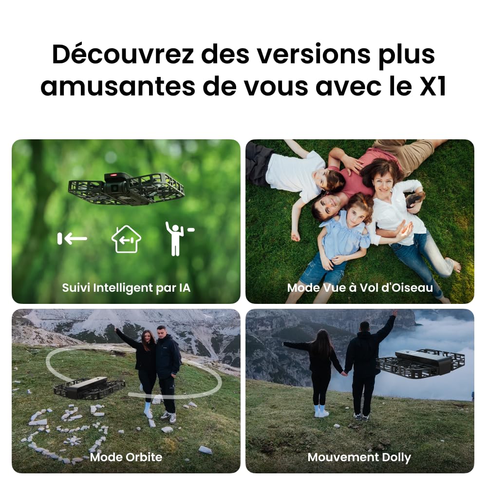 HOVERAir X1 Drone avec Camera, Drone Suivez-Moi avec Contrôle Mains Libres, Mine Drone avec Vidéo HDR, Trajectoires De Vol Intelligentes, Décollage de la Paume de la Mains Libres, Noir (Combo)