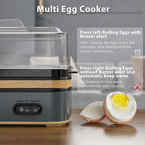 Evoloop Rapid Egg Cooker Electric 6 Eggs Capacity, Soft, Medium, Hard Boiled, Poacher, Omelet Maker Egg Poacher With Auto Shut-Off, BPA Free - 4