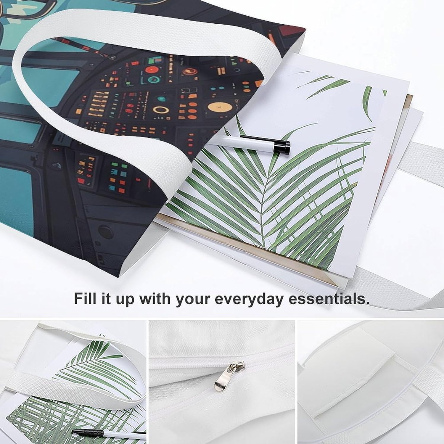 Airplane Canvas Tote Bag Shoulder Bag Handbag image 5