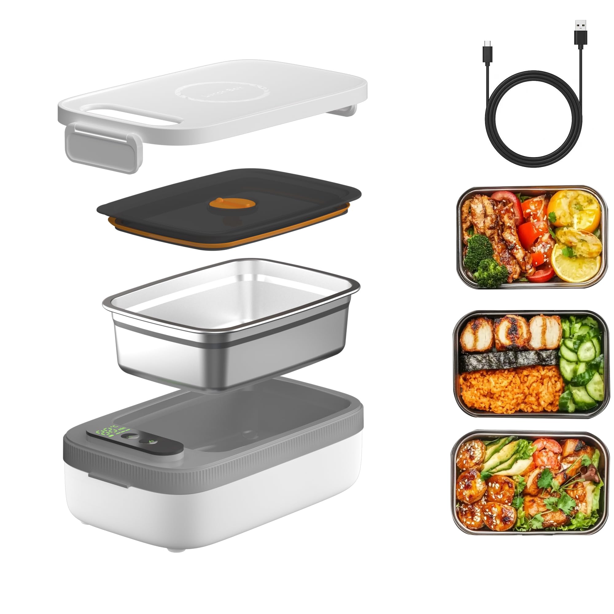 Photo 1 of Portable Wireless Electric Heated Lunch Box for Men,Heating Food Warmer Lunch Box,Rechargeable 14000 mAh Battery,4.2 Cups Capcity Inner Food Warmer Container,Lunchbox for Travel,Outdoor,Picnic,Office