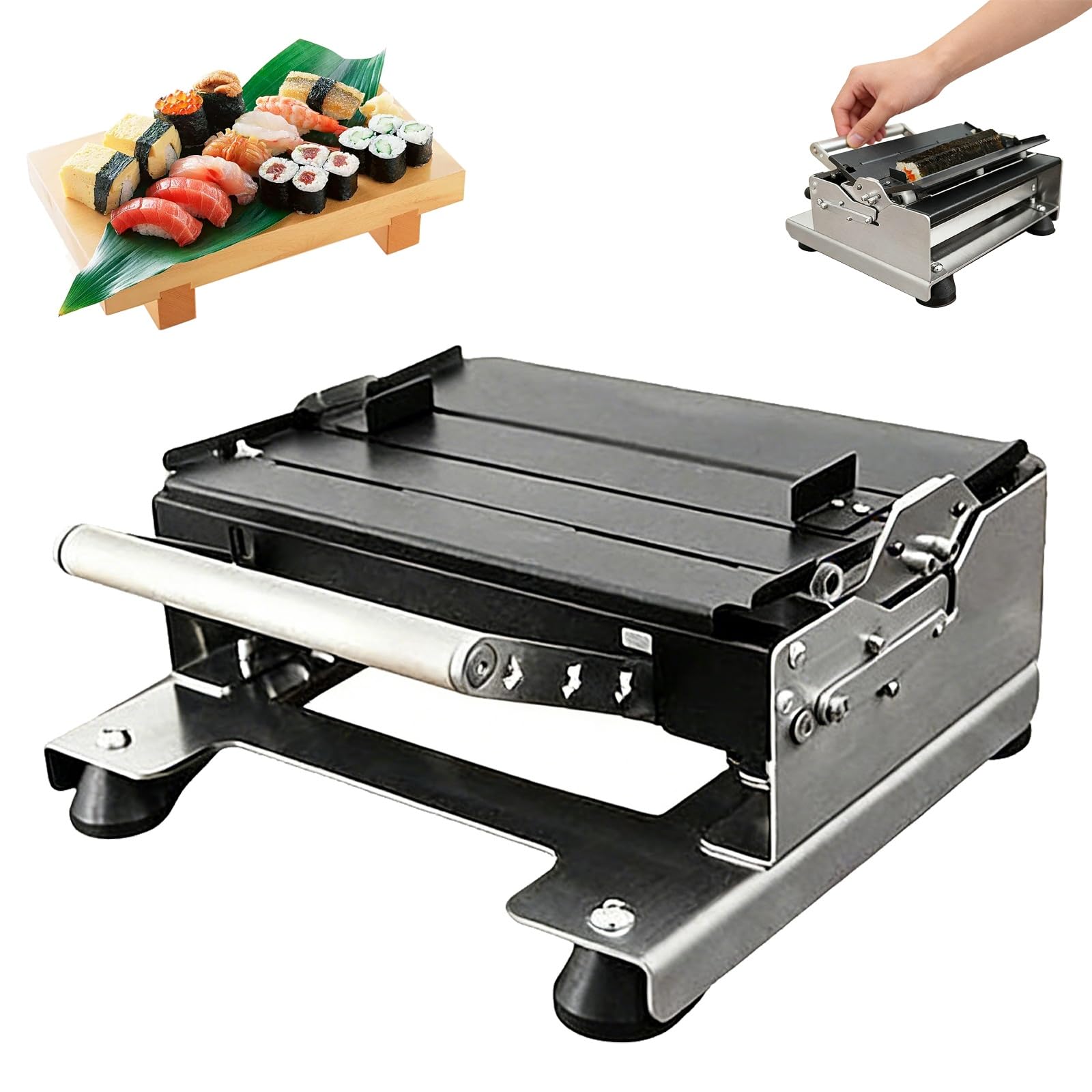 Sushi Rollschneider Maschine, Edelstahlschneider für präzises gleichmäßiges Schneiden, manueller Lebensmittelschneider für Sushi, Fleisch, Tofu, Gemüse