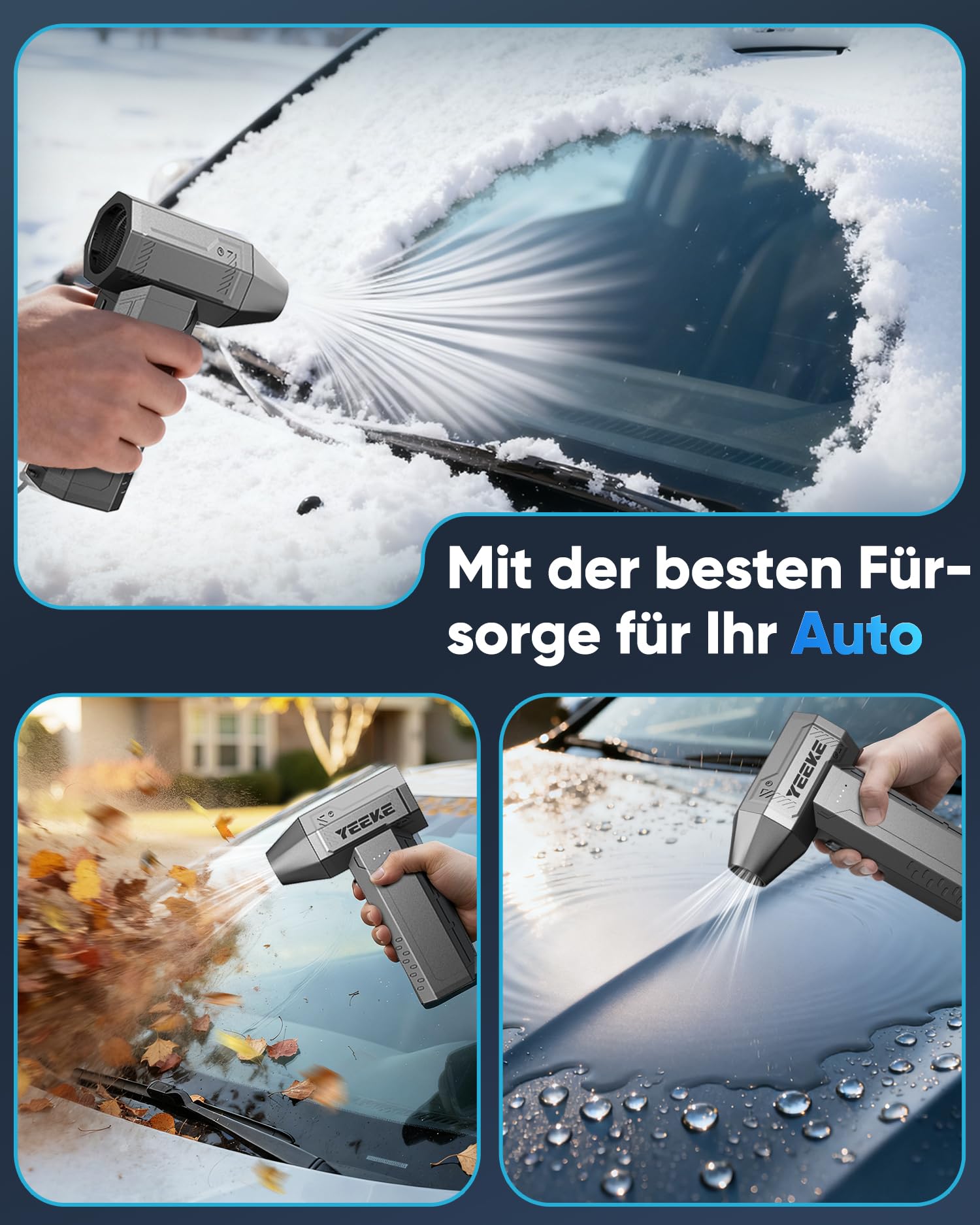 Elektrische Staubgebläse, 180000 RPM & 400 G Winddruck, 4-Gang Air Duster mit LED-Licht, 10000 mAh Mini Gebläse Akku Schnellladung, Compressed Air Staubbläser für PC | Tastatur | Haus und Auto