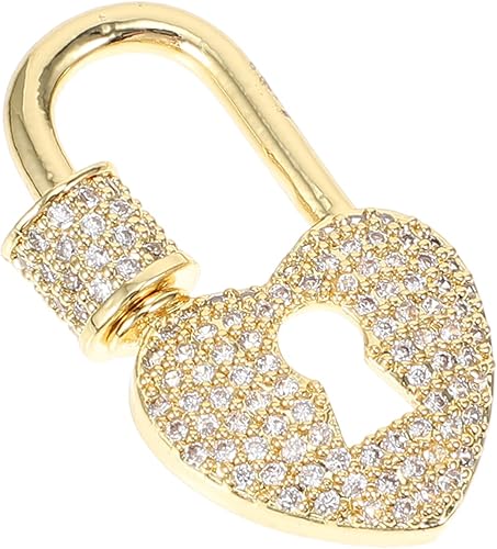 EXCEART Cierre de collar de corazón, cierre en forma de corazón, mosquetón de bloqueo de cobre, llavero de mosquetón, colgante de bloqueo para