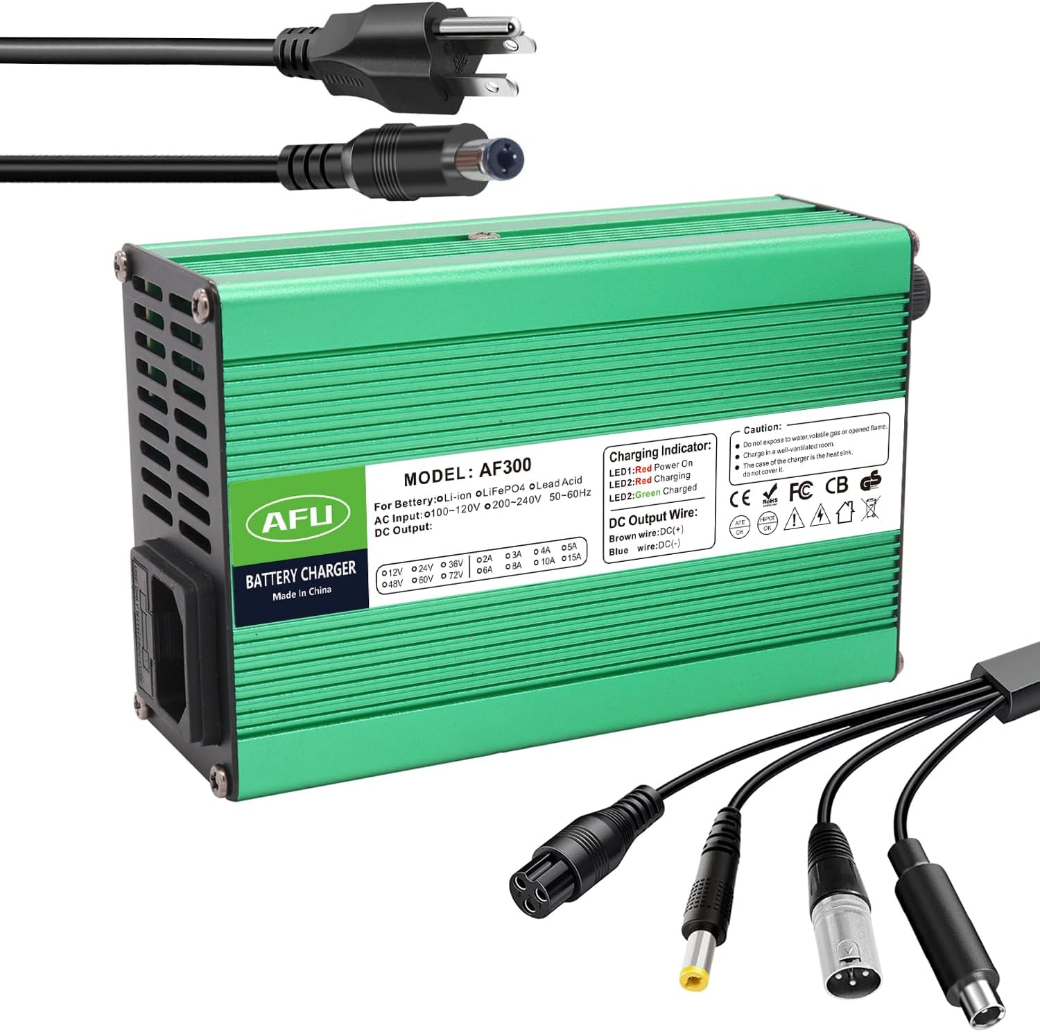 42V 5A(with Multiple Output Heads) 10S Li-ion Battery 36V Charger Lithium ion Battery Smart Charger DC Output DC5.5 * 2.1mm/DC5.5 * 2.5mm Plug
