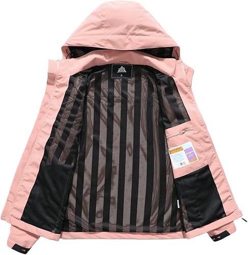 Miniatura 5 de MOERDENG Chaqueta impermeable para mujer, ligera, con capucha, para senderismo, cortavientos softshell