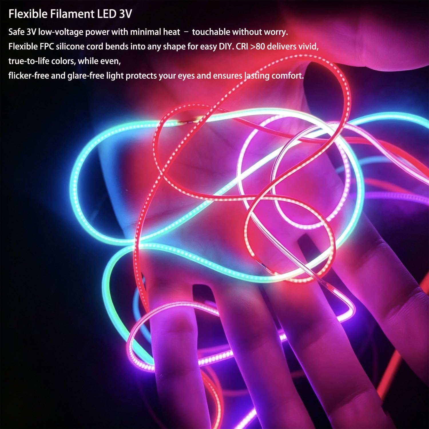 5 szt. Elastyczny filament COB 3V Elastyczny filament LED DIY Lamp Części Diody Taśma Oświetleniowa Dekoracja 450 mm - lód