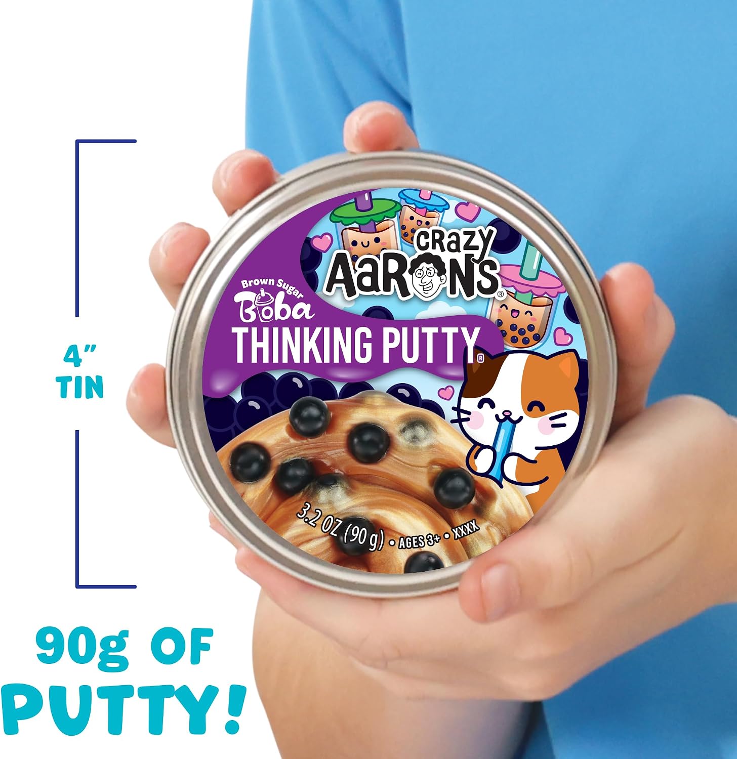Crazy Aaron's Thinking Putty® - Brown Sugar Boba - Sensory Putty for Kids and Grown ups in a 4" Tin - Creative and Endless Fun, Stress Relief Therapy Toys, Never Dries Out - Made in USA