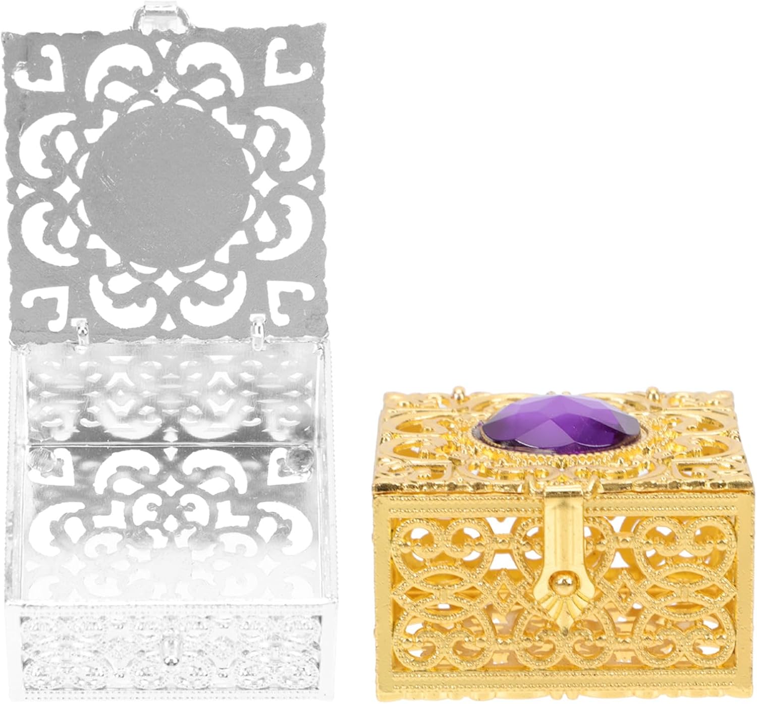 BESPORTBLE 2pcs Multi-function Vintage Jewelry Boxes Gold Zinc Alloy