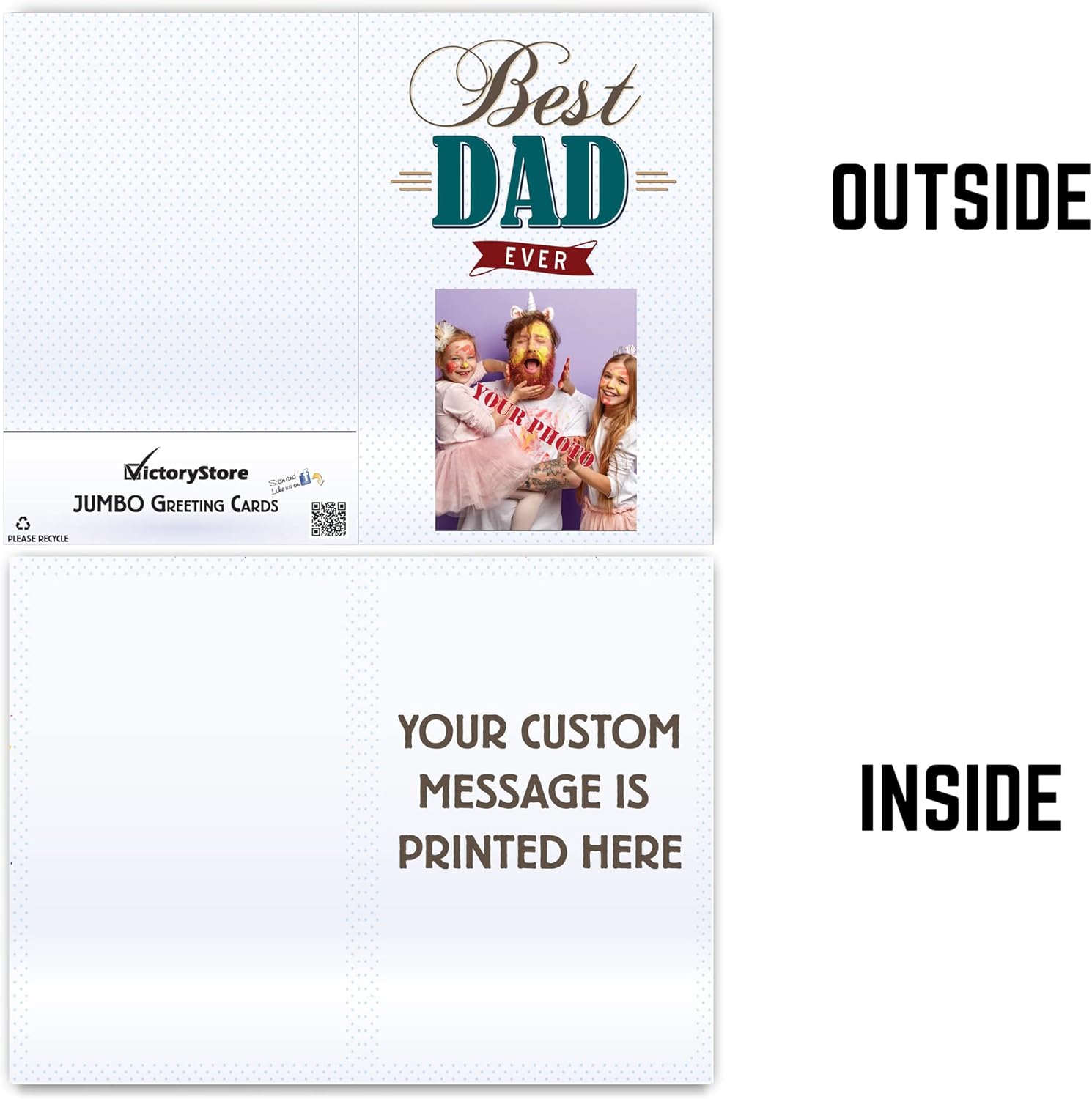 VictoryStore Jumbo 3 Foot Custom Father's Day Card, Best Dad Ever, Custom Photo and Inside Text 2 feet x 3 feet Card