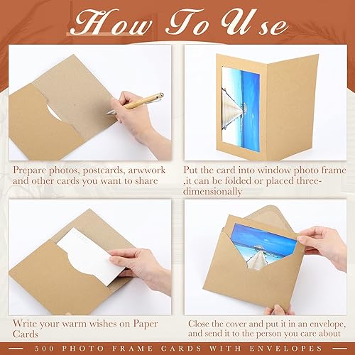 Miniatura 3 de Ctosree Paquete de 500 marcos de fotos de 4 x 6 pulgadas, marcos de fotos de papel, soportes de cartón, tarjetas de felicitación de cartulina,
