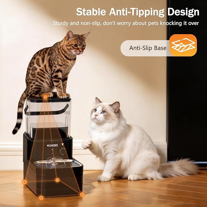 Fuente de Agua para Gatos Inalámbrica, 3L, Acero Inoxidable, VUHIGIB miniatura 8