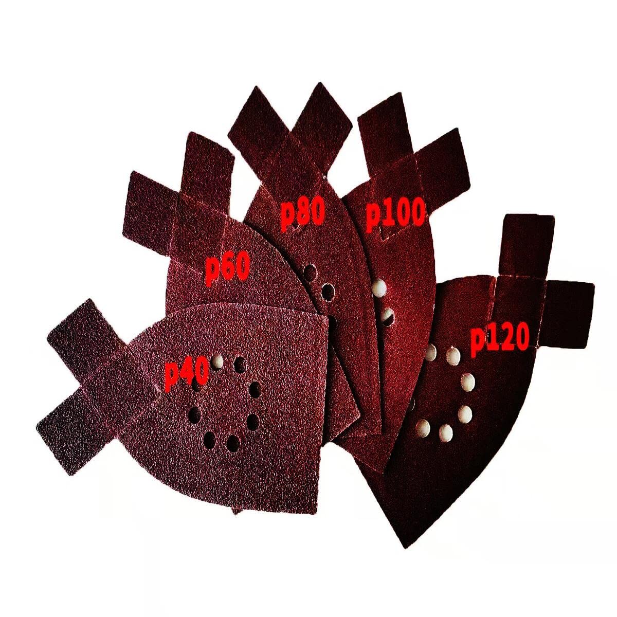 50 feuilles papier abrasif pour ponceuse,feuilles abrasives Applicable à black et decker ka220g ka230 ponceuse Divers grains 40,60,80,100,120 grains