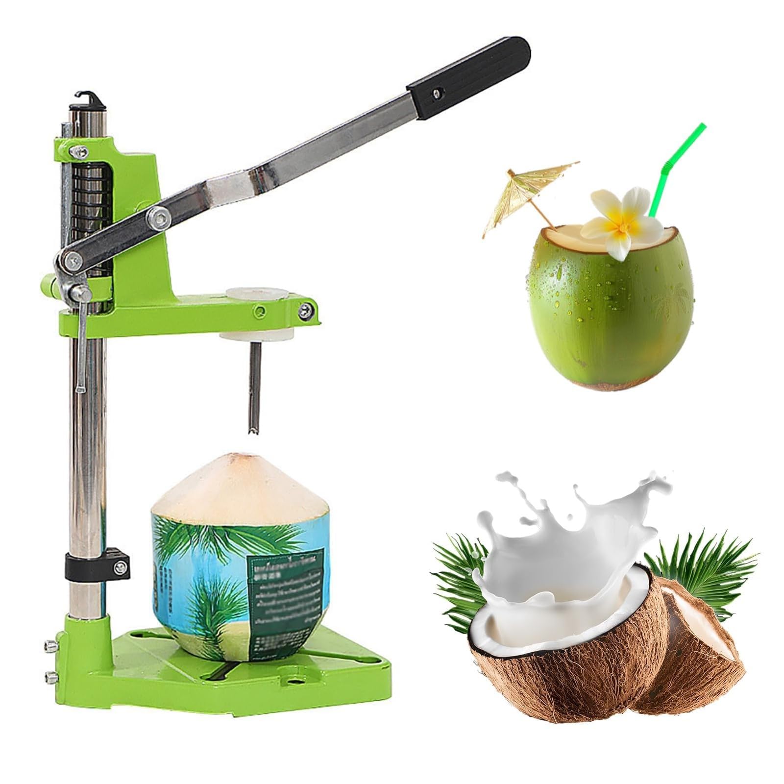 Ouvre-noix de coco vertical manuel et sa perceuse à main pour ouvrir les fruits frais
