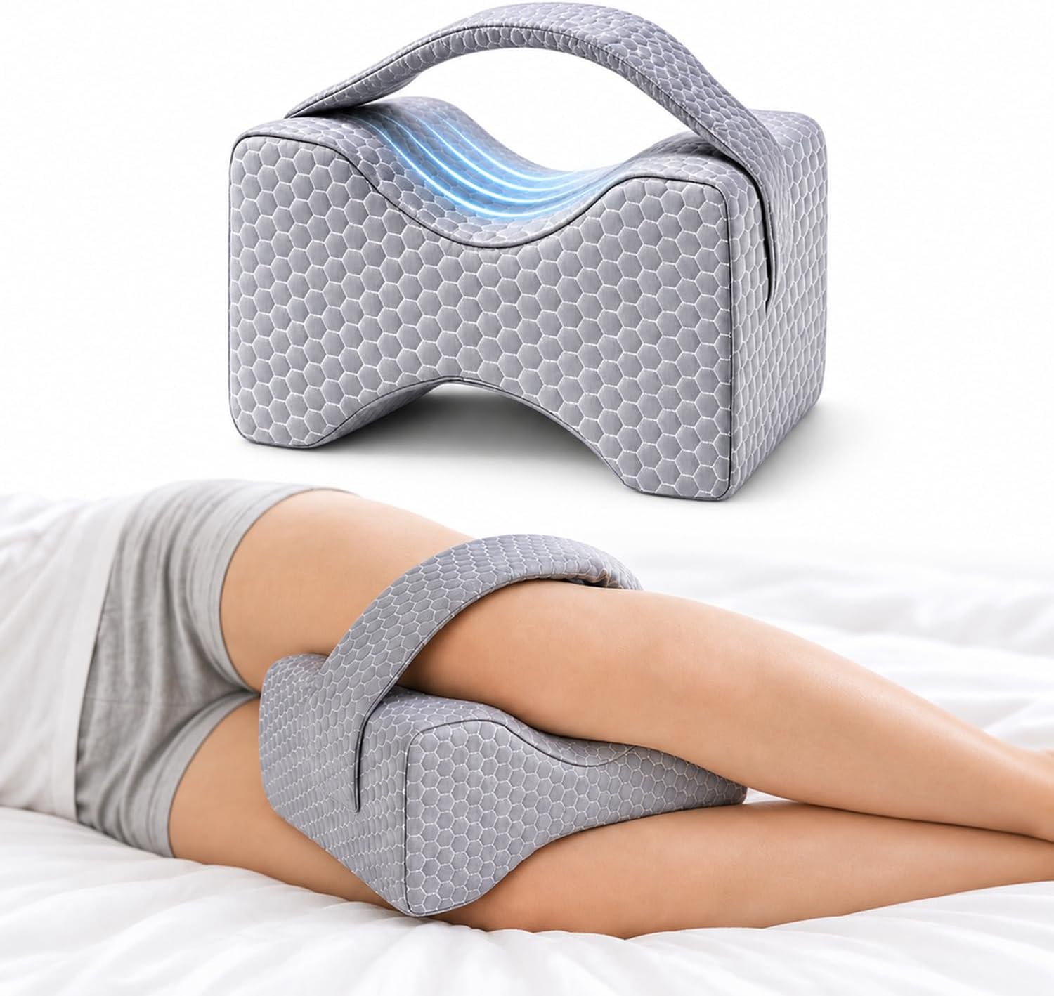 Memory Foam Knee Pillow for Side Sleepers, Leg Pillow for Night Comfort