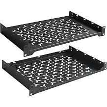 2 Pack 1U Server Rack Shelf, 19 Inch Universal Network Rack Mount Tray, 10 Inches Deep Vented Cantilever Shelf for AV/IT Equipment, Black