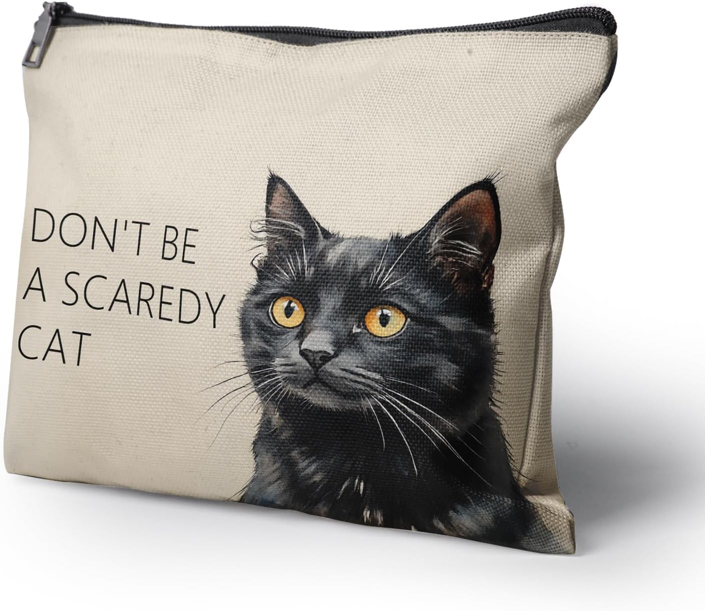 Cafl Scaredy Cat Makeup Bag Cute Cat Cosmetic Bag for Women Large Capacity Make Up Bag Portable Travel Toiletry Pouch Organizer 10 * 8inch - Image 2