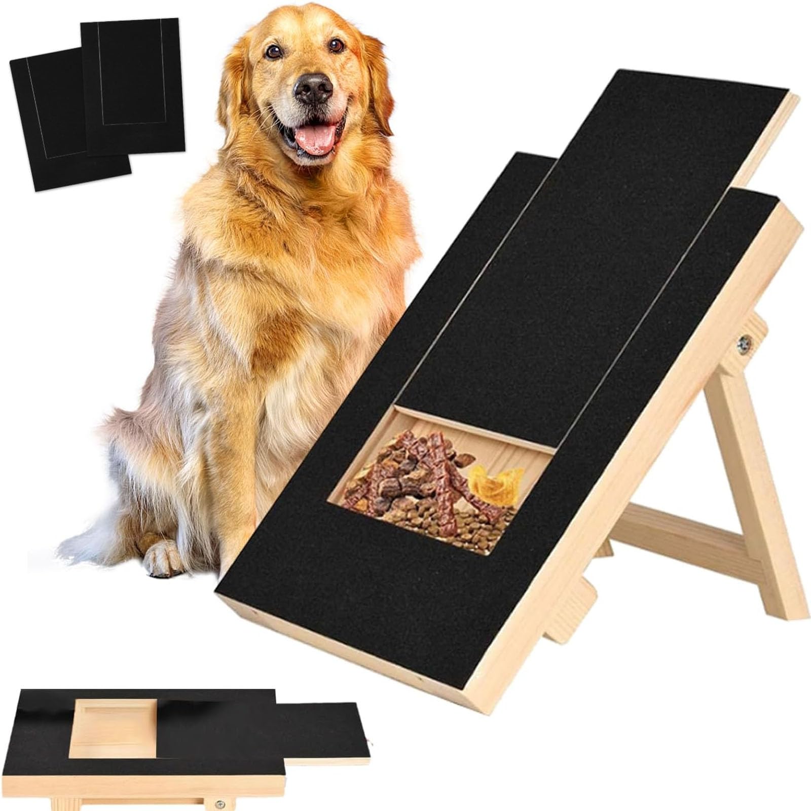 Lima per unghie e tiragraffi per cani – Strumento multifunzionale durevole con cassetto snack e carta vetrata per una facile cura delle unghie degli animali domestici